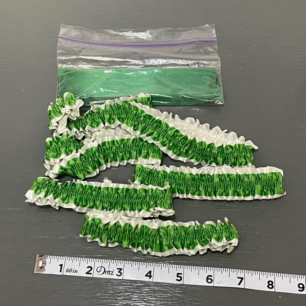 Green And White Garter For Crafts Homecoming Pre Cut Ribbon Lot